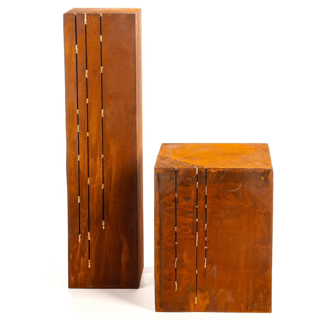 Expositores Para Tiendas | Decoración De Otoño>DecoWoerner Pedestal Deco Superficie De Acero Inoxidable Patinado 100 Cm De Altura marrón
