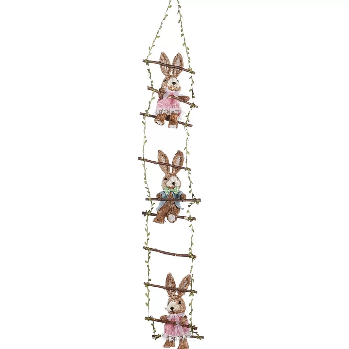 Decoración De Animales | Decoración De Pascua>DecoWoerner Percha Decorativa "Conejitos En Escalera De Madera", 120 Cm De Largo marrón