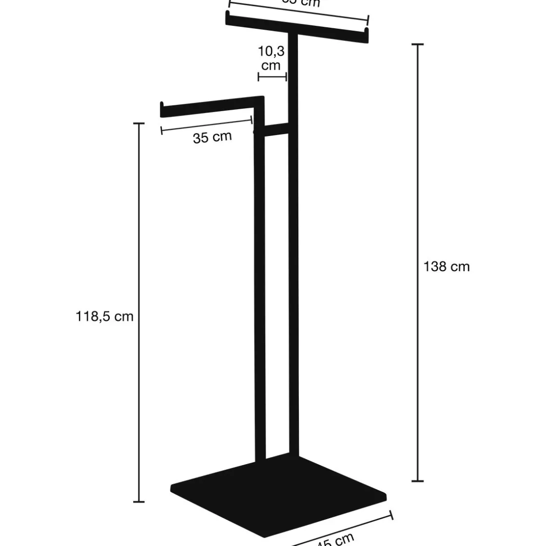 Percheros>DecoWoerner Perchero Metálico NOVUS, 2 Brazos, 138 Cm negro