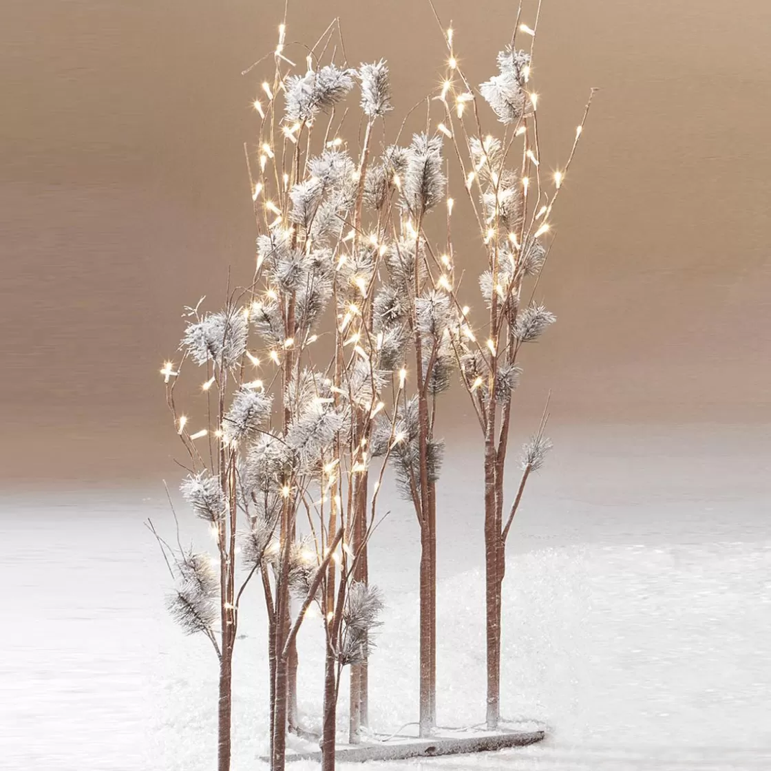 Decoración De Invierno | Árboles Artificiales>DecoWoerner Pino Con Ramas De Luz LED, LED Cálido, 130 Cm marrón