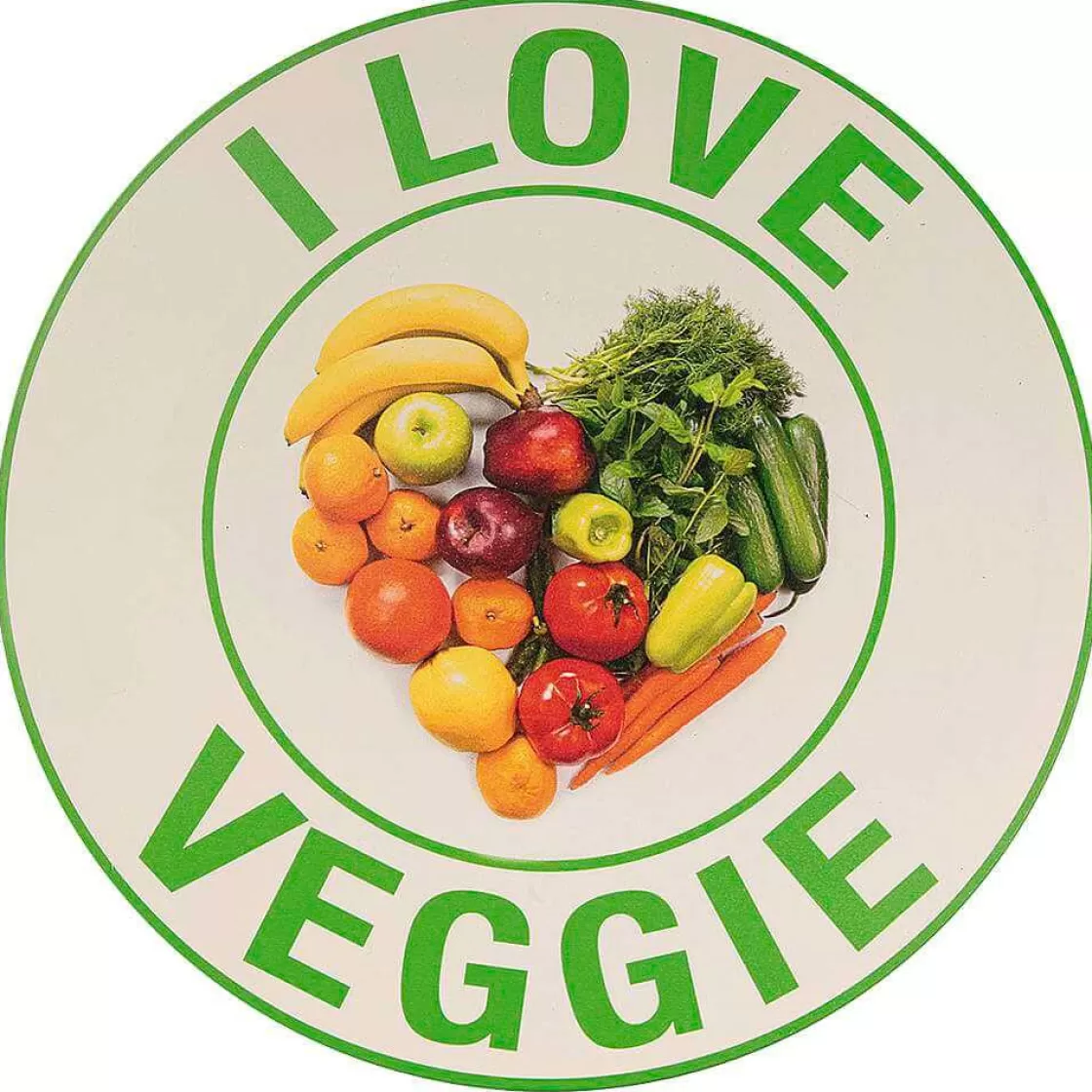 Decoración Temática>DecoWoerner Placa De Metal "Veggie & Vegan" (Vegetariano Y Vegano) Ø 35 Cm verde