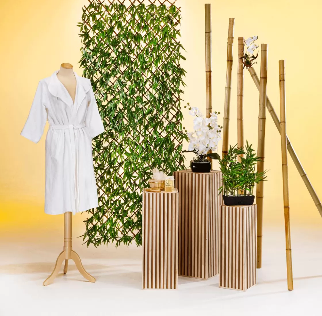 Plantas De Interior>DecoWoerner Planta Artificial De Bambú En Maceta Lista 47 Cm verde