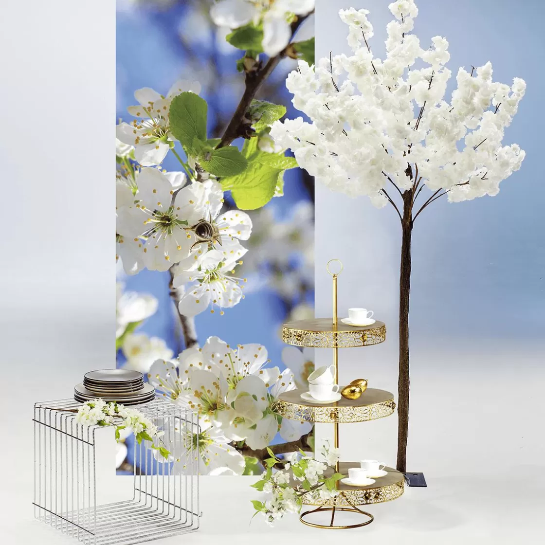 Decoración De Primavera | Ramas Y Ramitas>DecoWoerner Rama De Flores De Cerezo Artificial 65 Cm blanco