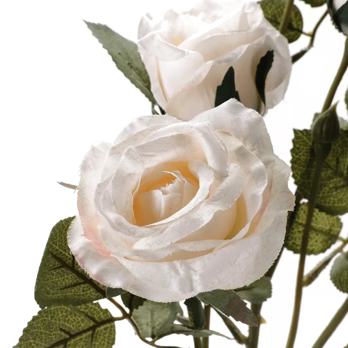 Decoración Temática | Flores Artificiales>DecoWoerner Rama De Rosa Artificial, 73 Cm, Cremoso blanco