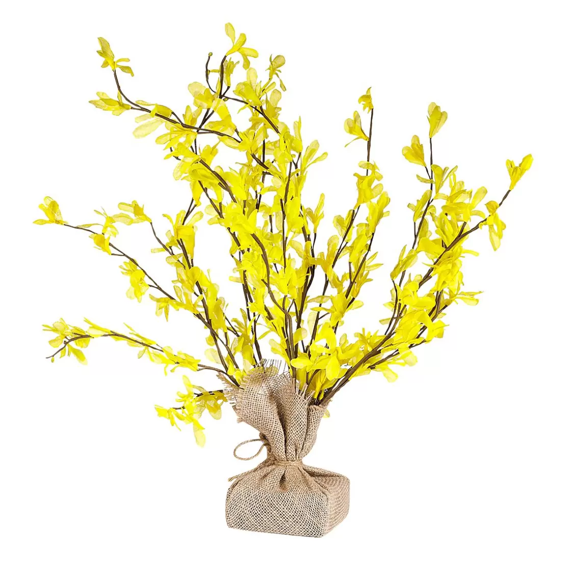 Decoración De Pascua | Decoración De Primavera>DecoWoerner Ramitas De Forsythia Artificiales Atadas En Yute 16 Cm amarillo