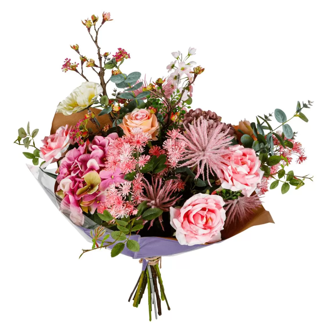 Ramos Y Coronas De Flores>DecoWoerner Ramo Artificial Mixto Con s, Hortensias Y Flores De La Pradera 75 Cm rosa