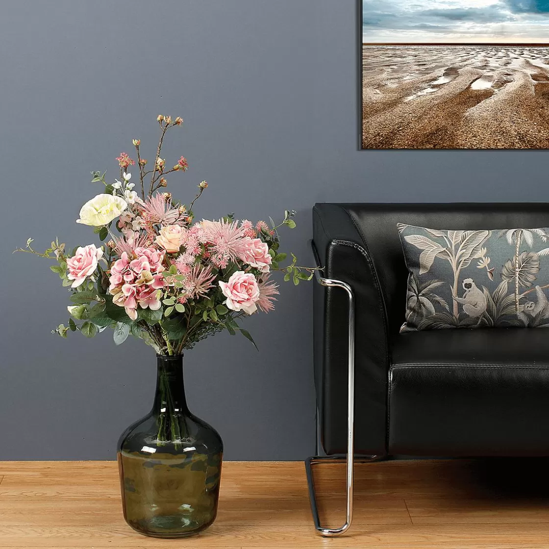 Ramos Y Coronas De Flores>DecoWoerner Ramo Artificial Mixto Con s, Hortensias Y Flores De La Pradera 75 Cm rosa