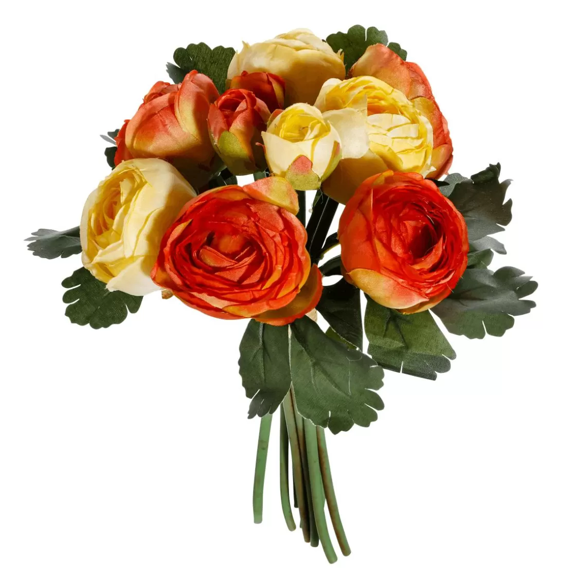 Decoración De Primavera | Ramos Y Coronas De Flores>DecoWoerner Ramo De Ranúnculos Artificiales Rojo, Amarillo 16 X 16 X 24 Cm (ancho X Largo X Alto) naranja