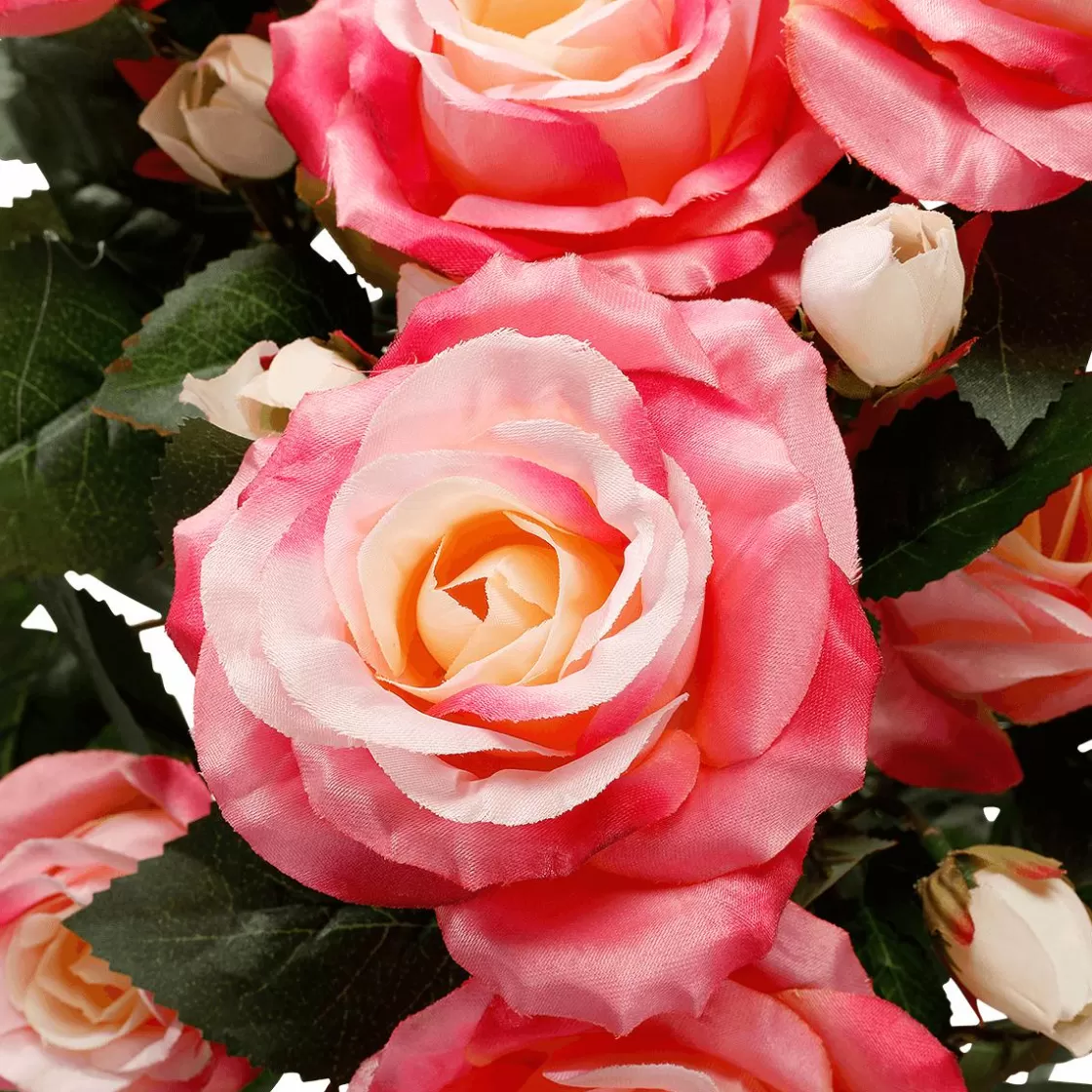 Ramos Y Coronas De Flores | Flores Artificiales>DecoWoerner Ramo De s Artificiales Con 15 Flores Cada Una, Y Amarillo, 54,5 Cm rosa