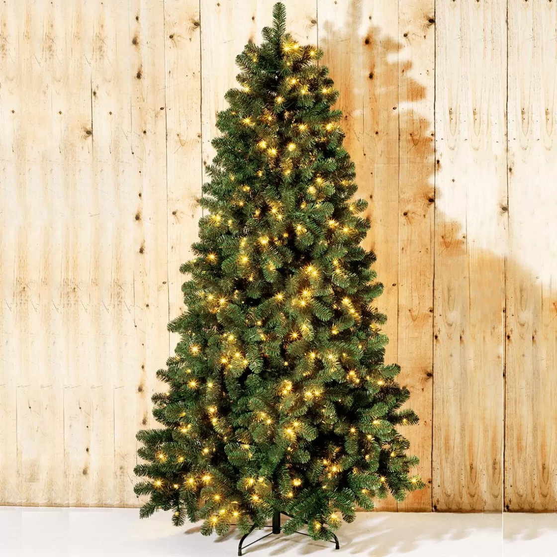 Árboles De Navidad Artificiales>DecoWoerner Árbol De Navidad Artificial Abeto Plateado Con LED 210 Cm verde