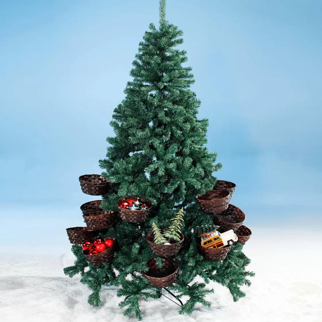 Árboles De Navidad Artificiales>DecoWoerner Árbol De Navidad Artificial Con 20 Cestas Para Regalos Y Mercancías 195 Cm verde