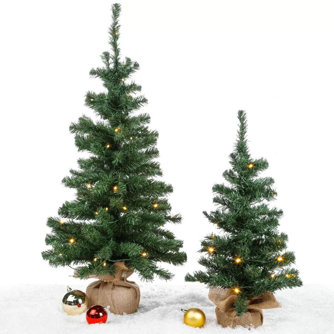 Árboles De Mesa Y Ramas De Abeto>DecoWoerner Árbol De Navidad Deco Con LED Y Bolsa De Yute 60 Cm verde