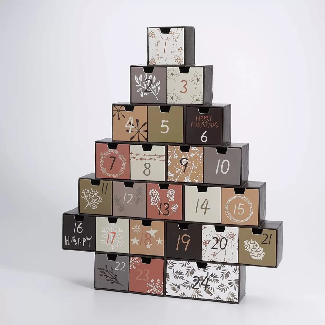 Figuras De Navidad>DecoWoerner Árbol Del Calendario De Adviento 6 X 37 X 44 Cm Madera Y Papel multicolor