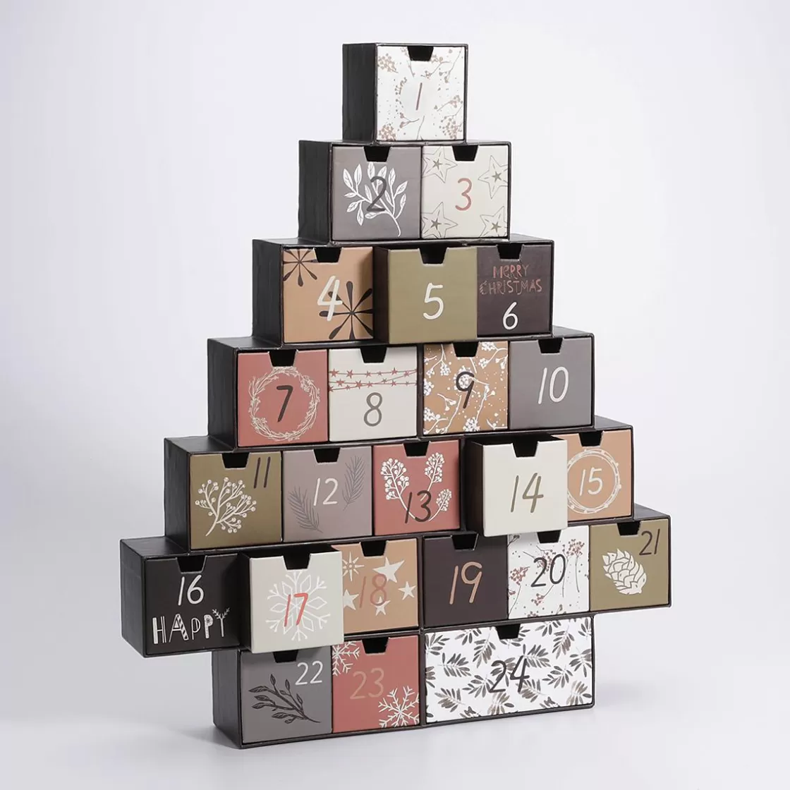 Figuras De Navidad>DecoWoerner Árbol Del Calendario De Adviento 6 X 37 X 44 Cm Madera Y Papel multicolor