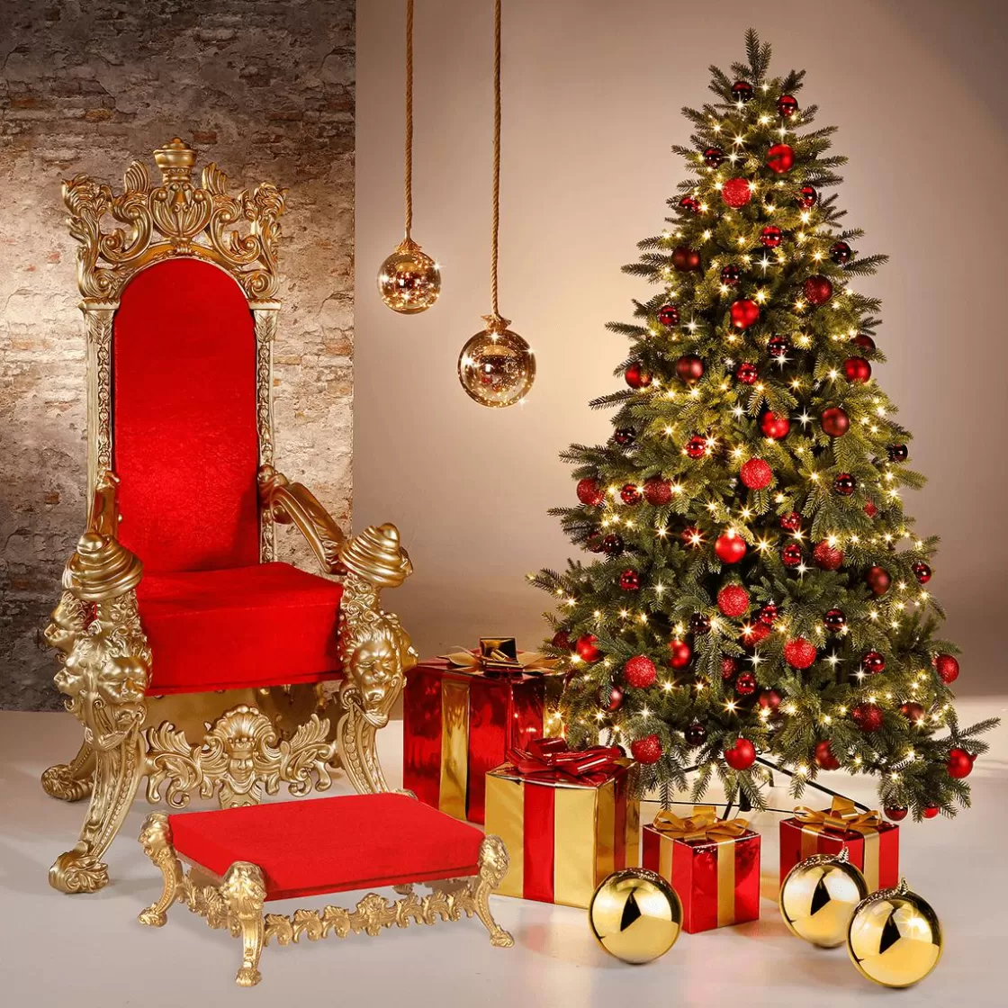 Figuras De Navidad>DecoWoerner Regalo De Navidad 30 Cm Con Lazo Dorado rojo