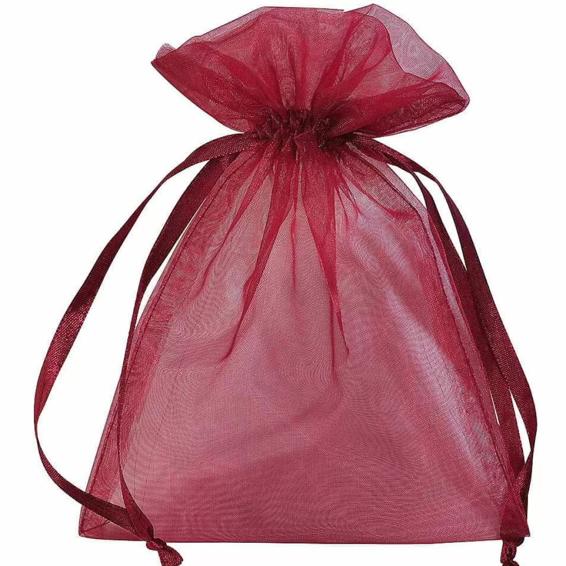 Bolsitas Con Cordón | Decoración Temática>DecoWoerner Saquitos De Organza 18 Cm, 50 Piezas, Burdeos rojo