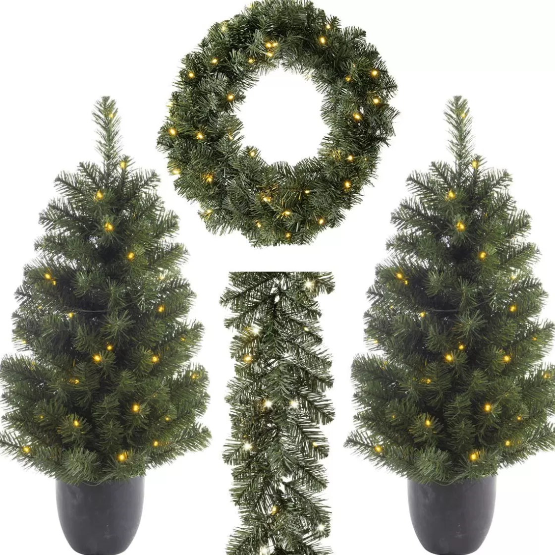 Luces De Navidad | Coronas De Navidad>DecoWoerner Set Completo De Decoración Navideña LED verde