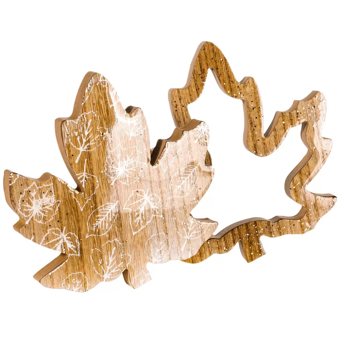 Decoración Natural | Decoración De Otoño>DecoWoerner Set De 2 Hojas De Arce De Madera Decorativas De Color marrón