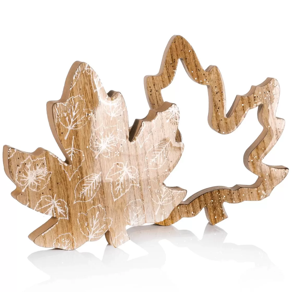 Decoración Natural | Decoración De Otoño>DecoWoerner Set De 2 Hojas De Arce De Madera Decorativas De Color marrón