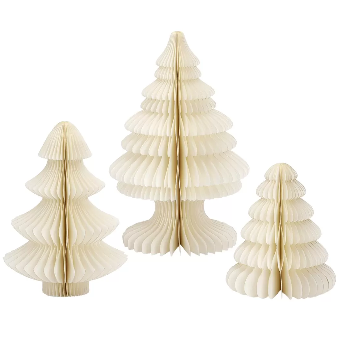 Decoración Temática | Figuras De Navidad>DecoWoerner Set De Abetos De Papel Nido De Abeja De Lujo 3 Piezas blanco