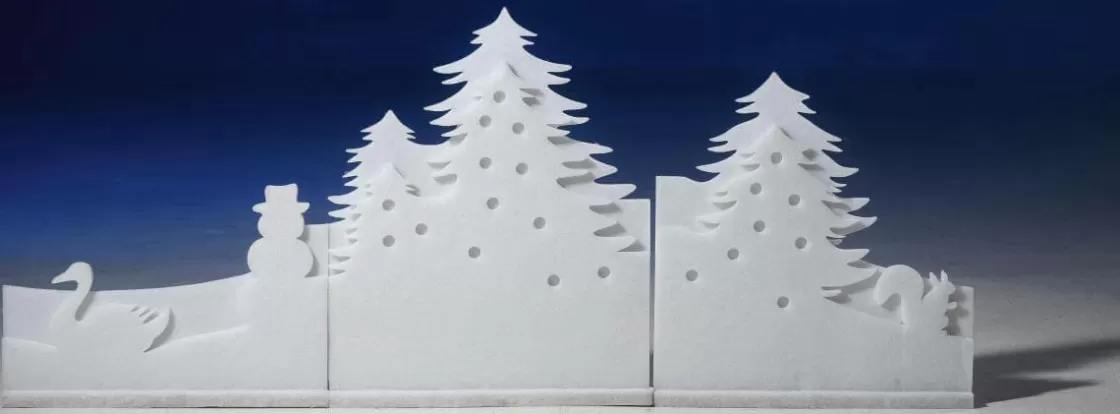 Decoración De Invierno>DecoWoerner Silueta De Bosque De Algodón Anchura 150 Cm blanco