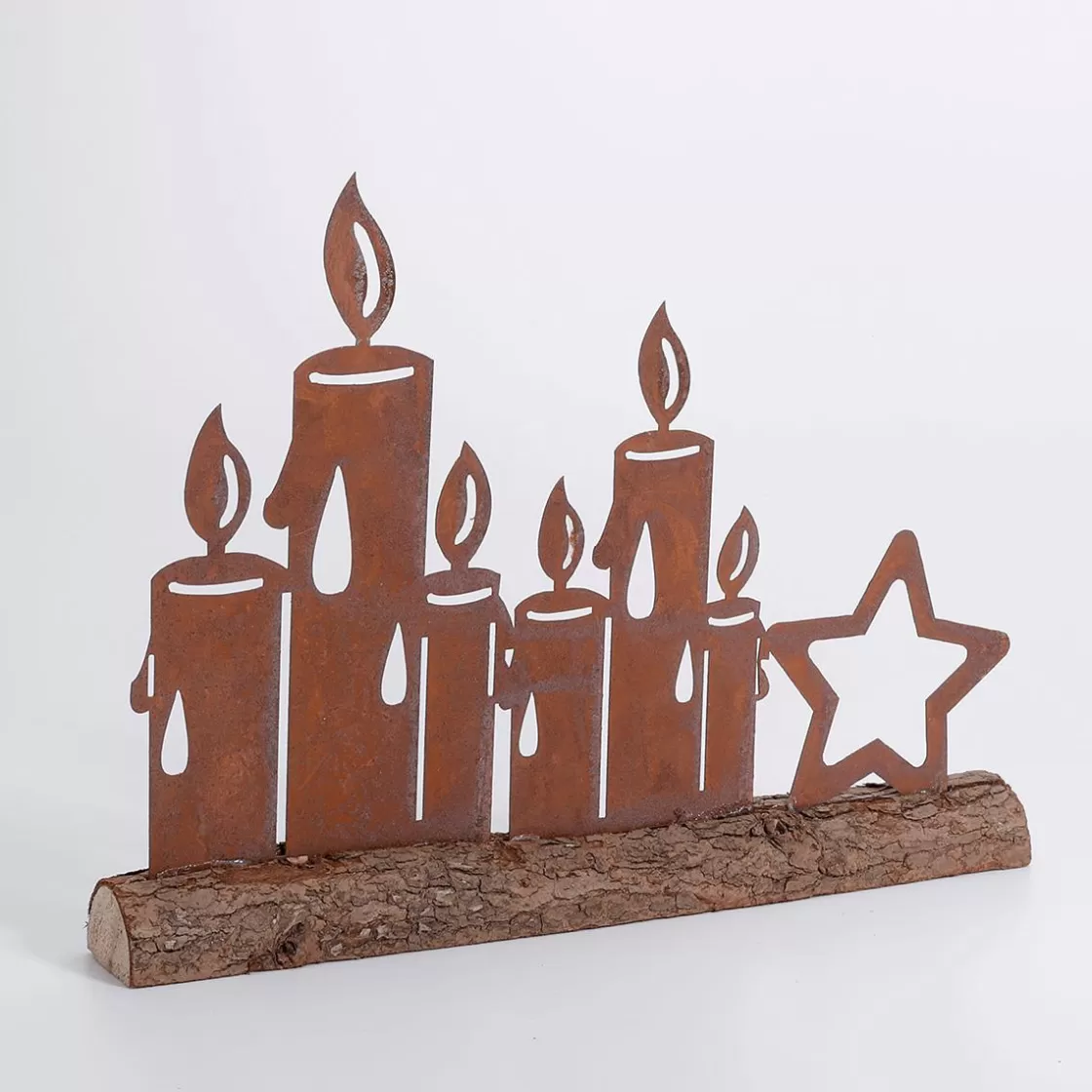 Figuras De Navidad>DecoWoerner Silueta De Velas Encendidas Con Pátina De óxido 31 Cm Marrón