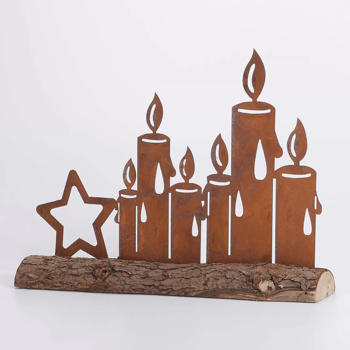 Figuras De Navidad>DecoWoerner Silueta De Velas Encendidas Con Pátina De óxido 31 Cm Marrón