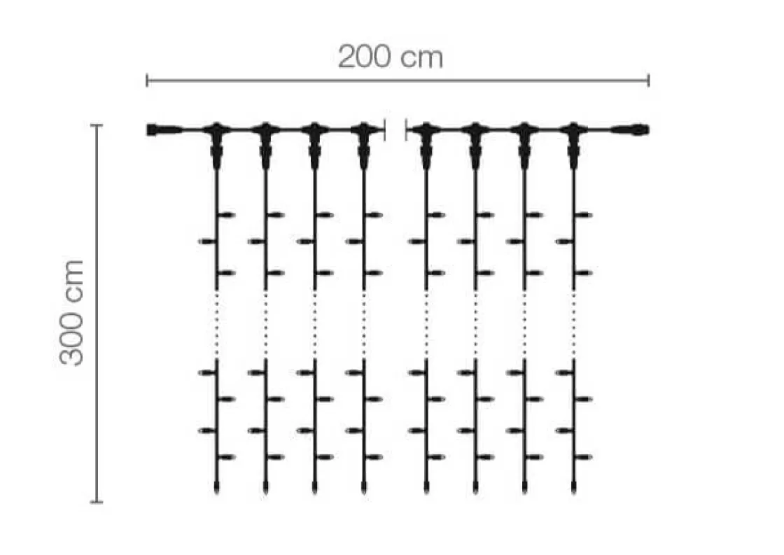 Luces De Navidad>DecoWoerner Sistema Profesional De Cortina De Luz LED IP67, 300 Cm Sin Cable De Alimentación, blanco