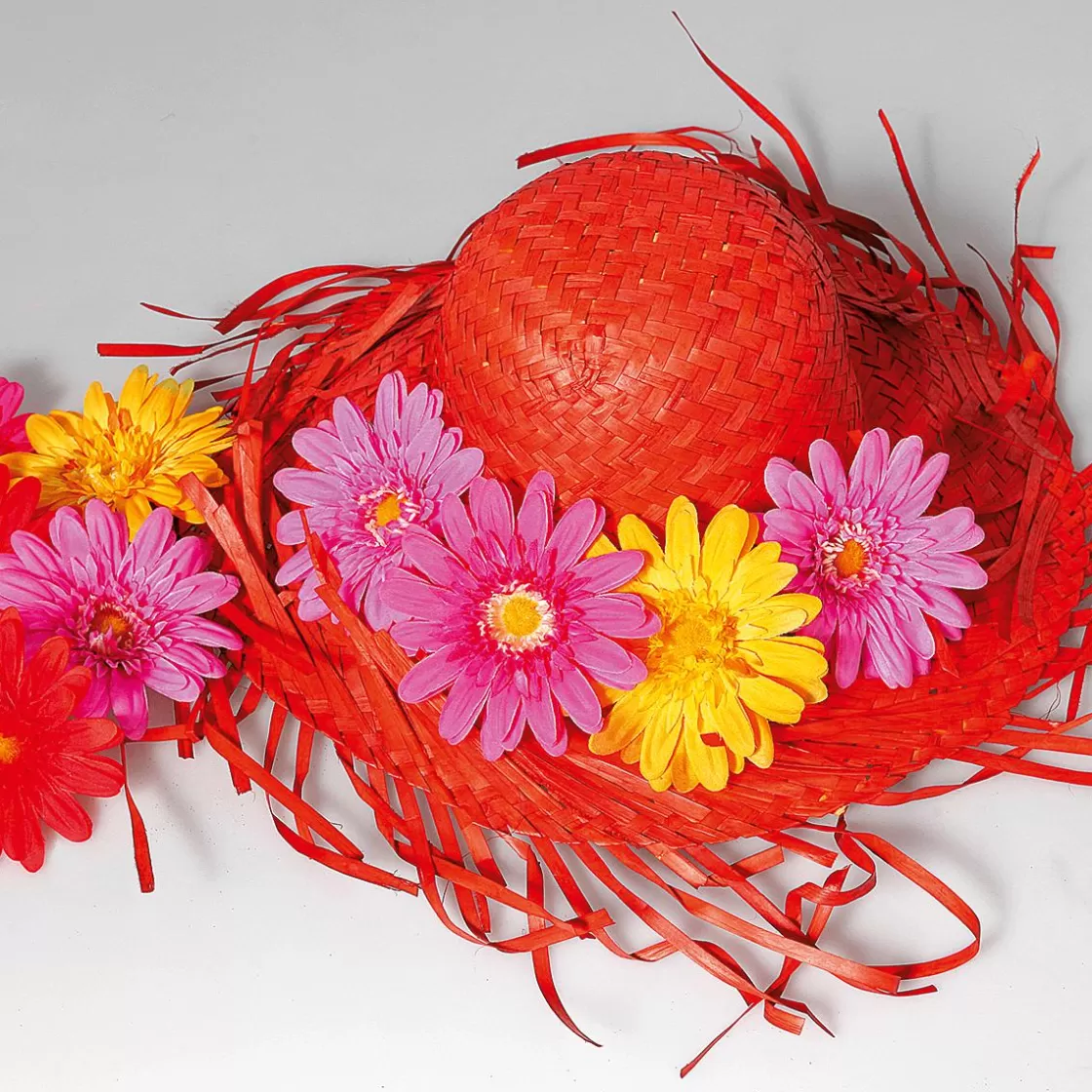 Decoración De Verano>DecoWoerner Sombrero De Paja, Color rojo