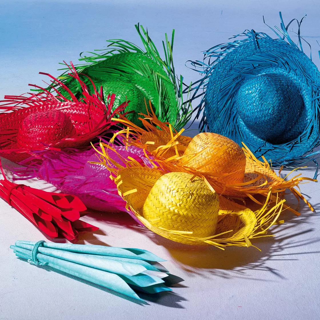 Decoración De Verano>DecoWoerner Sombrero De Paja Decorativo, , Ø 40 Cm azul