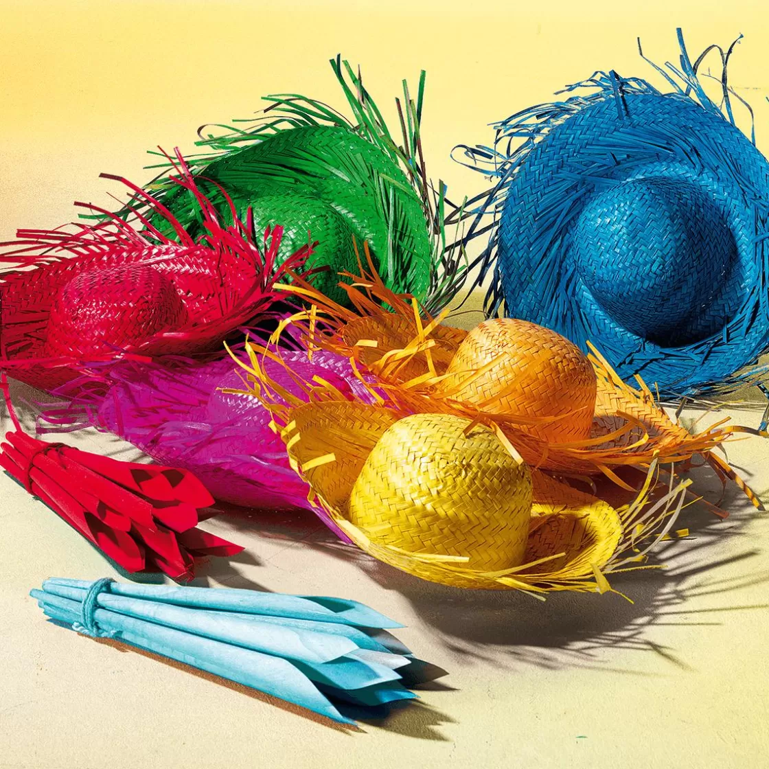 Decoración De Verano>DecoWoerner Sombrero De Paja Decorativo, Color amarillo