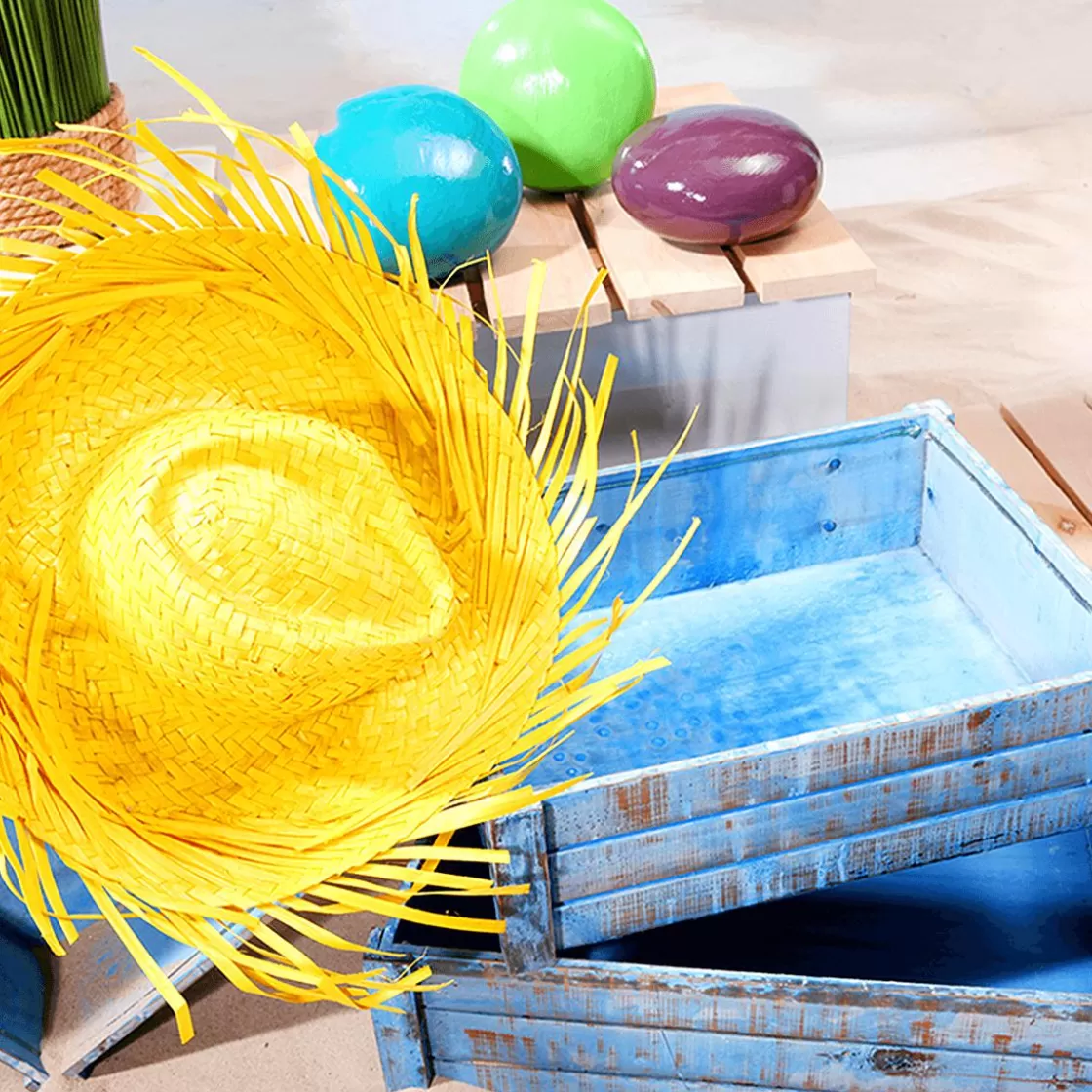 Decoración De Verano>DecoWoerner Sombrero De Paja Decorativo, Color amarillo