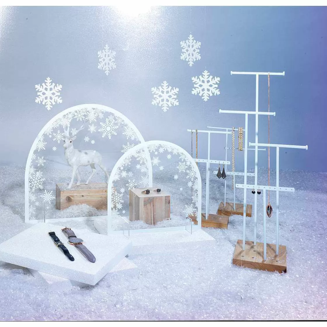 Expositores Para Tiendas>DecoWoerner Soporte De Joyería, Expositor En Forma De T 4 Piezas, Altura 50 Cm blanco