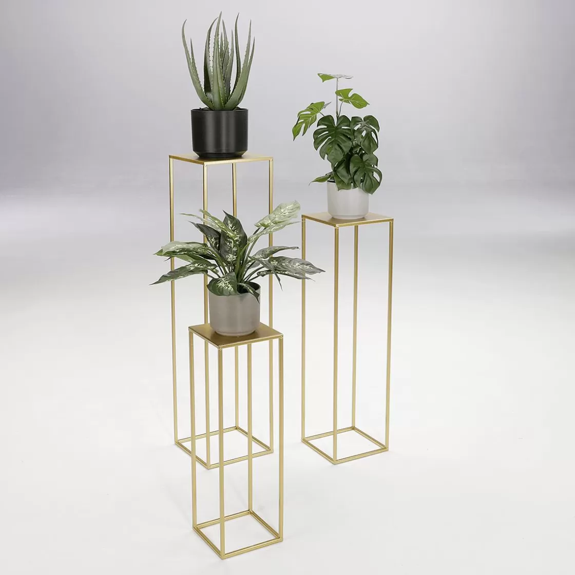 Expositores Para Tiendas | Macetas Y Artículos De Decoración>DecoWoerner Soporte Para Plantas Juego De Mesa Gold 3pcs. oro