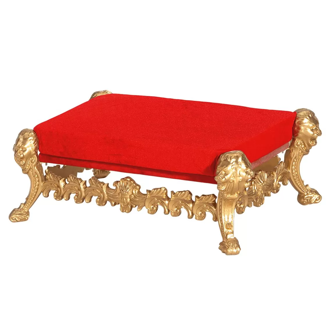 Decoración Navideña Xxl>DecoWoerner Taburete "Estilo Barroco", Color Rojo-dorado multicolor