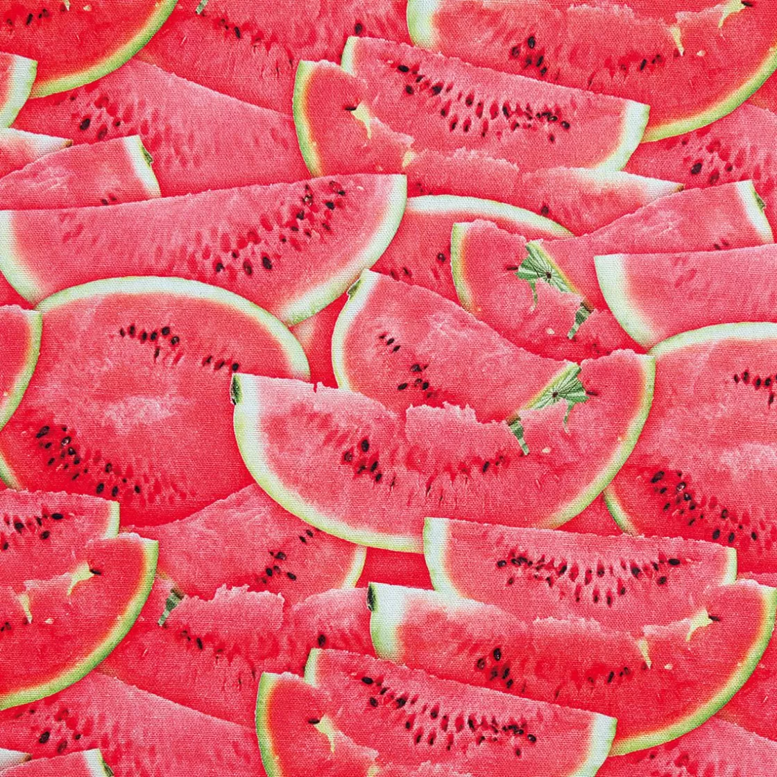 Telas>DecoWoerner Tejido Decorativo "Melones" Anchura 140 Cm rojo