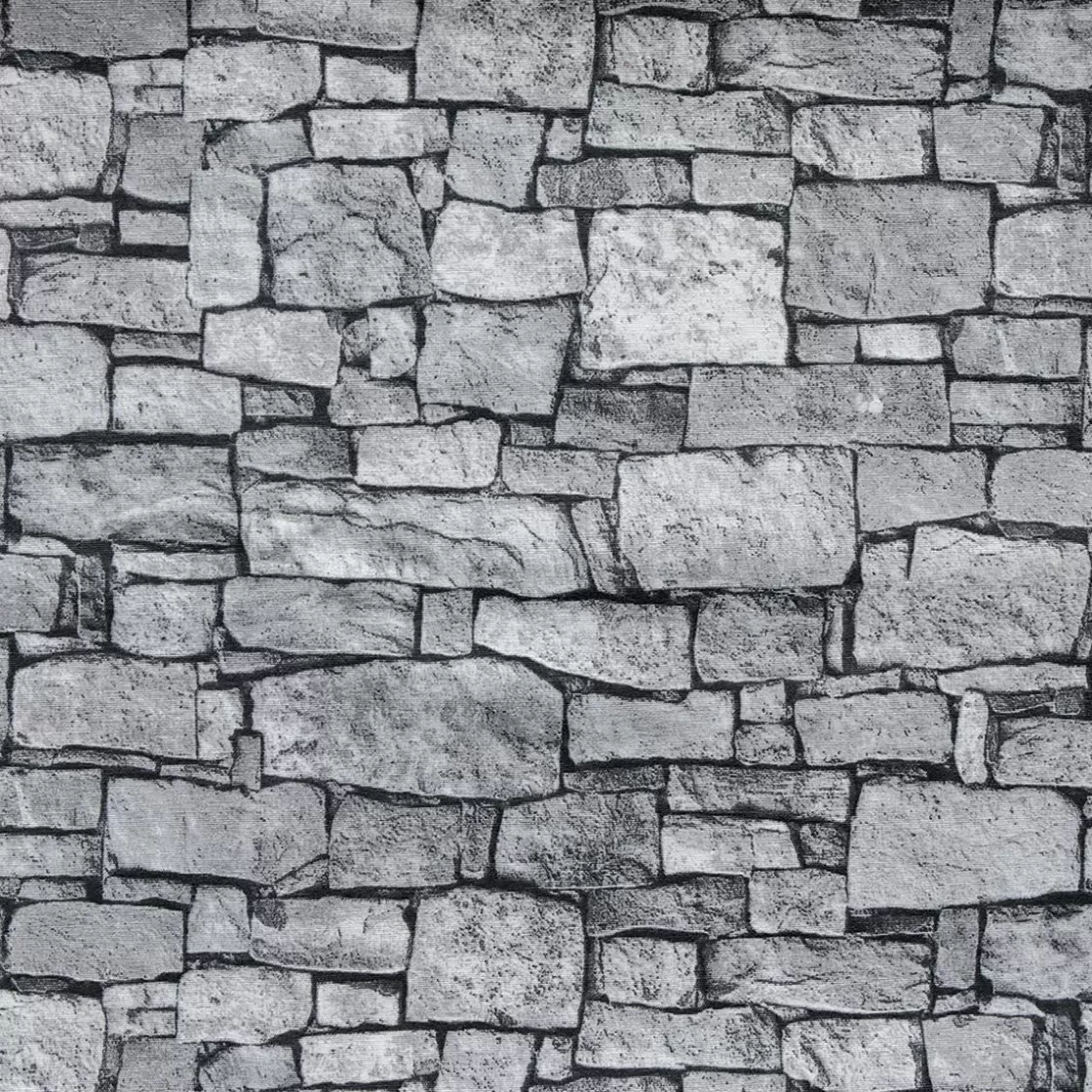 Telas>DecoWoerner Tejido Decorativo "Muro De Piedras", Anchura: 140 Cm Gris