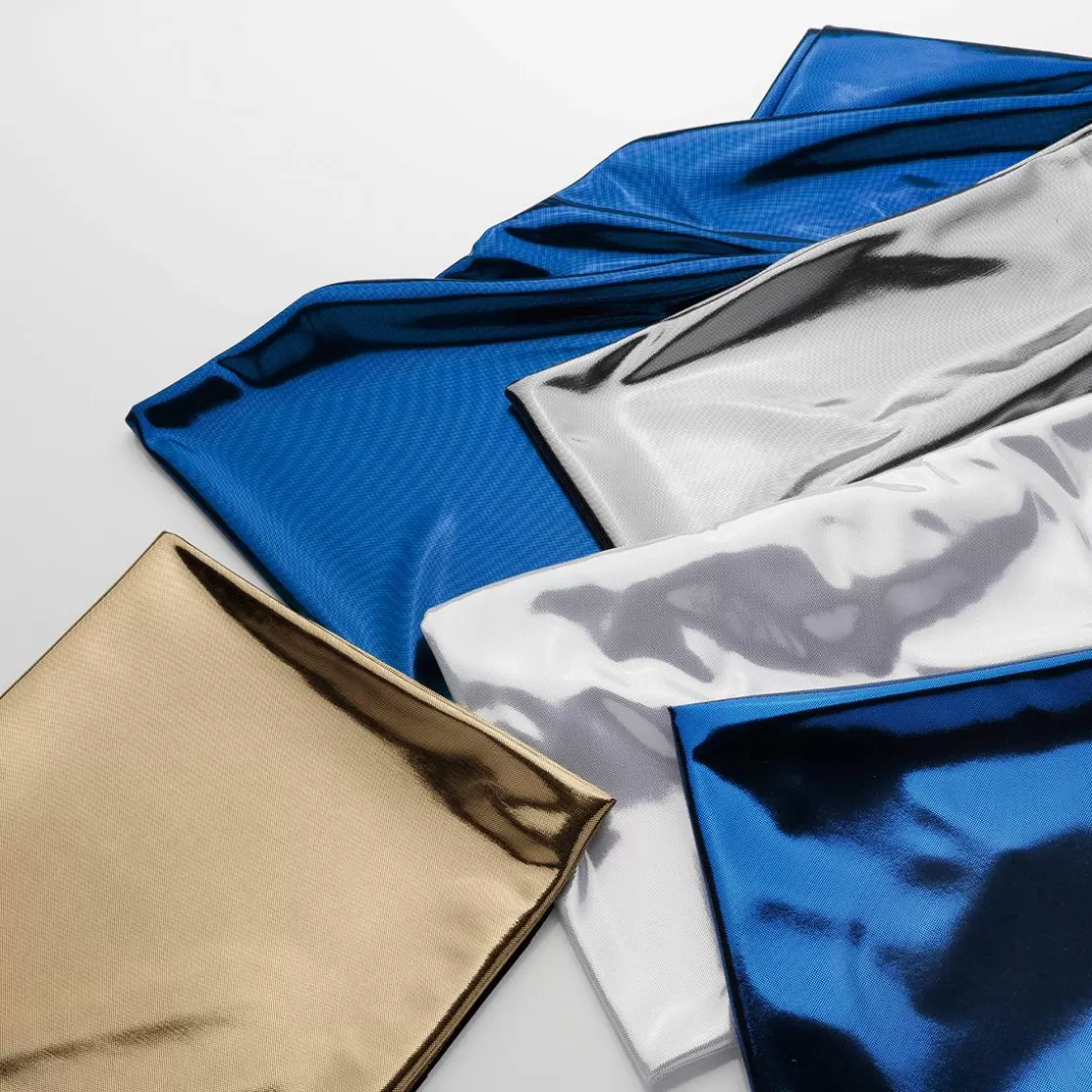 Telas>DecoWoerner Tela Brillante Jersey De Papel De Aluminio , Anchura: 106 Cm azul