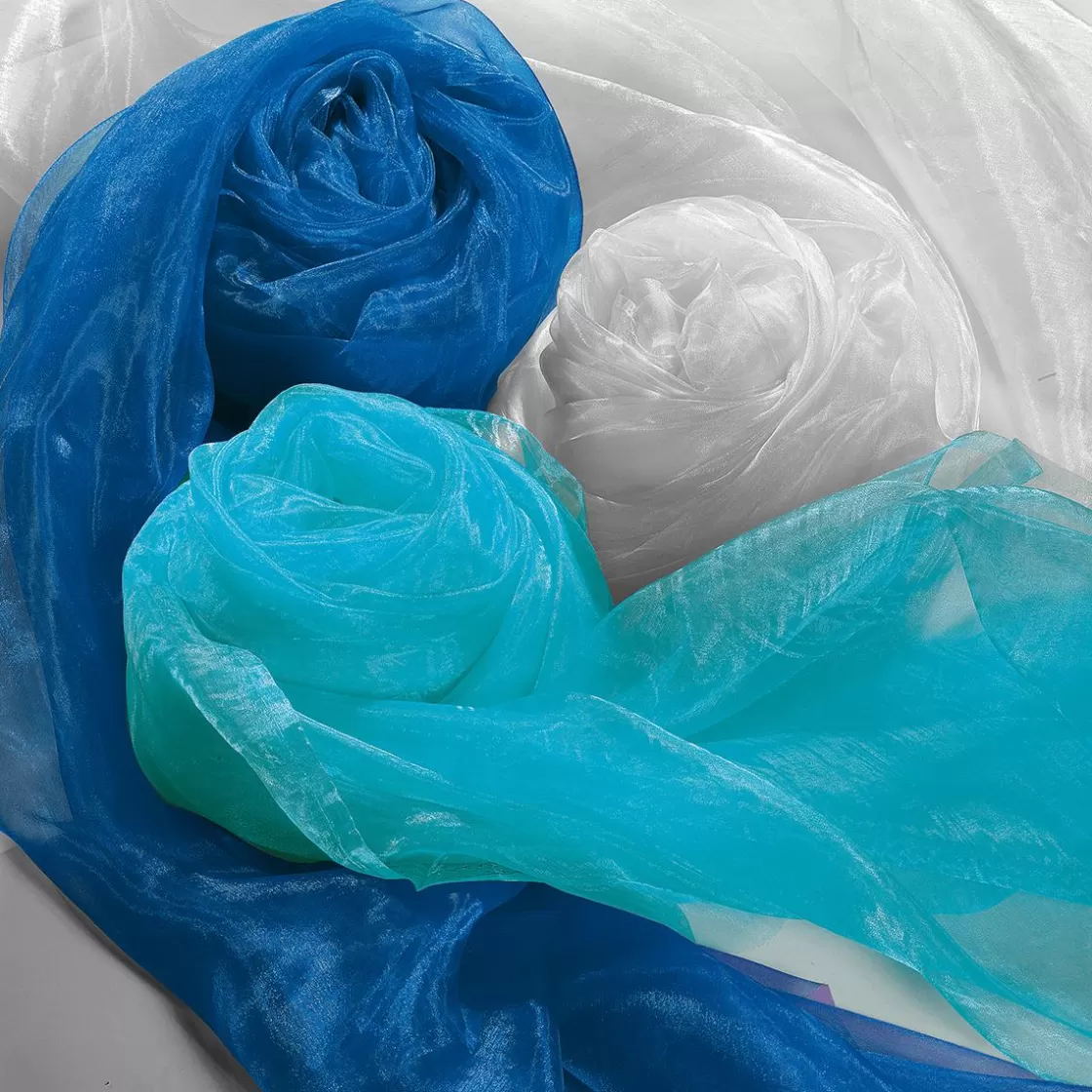 Telas | Decoración De Invierno>DecoWoerner Tela De Chifón, Color Claro, 145 Cm azul