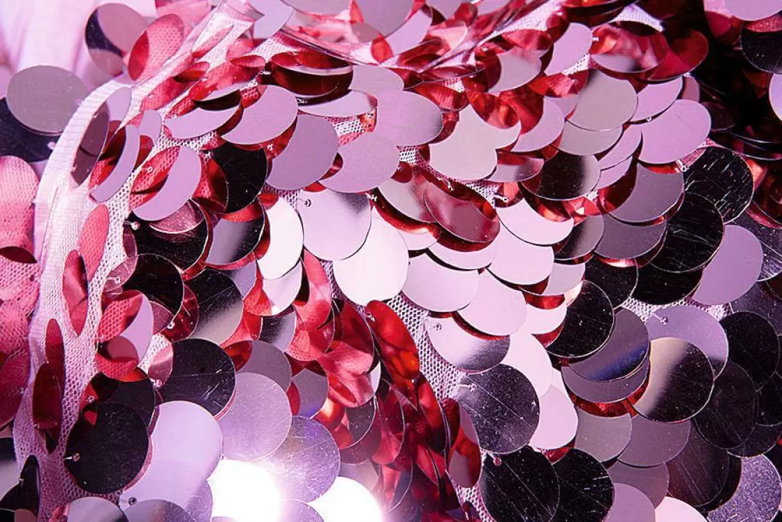 Telas>DecoWoerner Tela De Lentejuelas Color , Anchura 125 Cm rosa