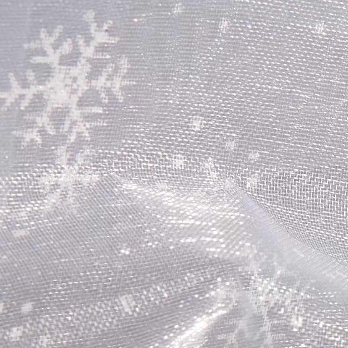 Decoración De Invierno | Telas>DecoWoerner Tela De Organza Copos De Nieve Anchura 150 Cm blanco