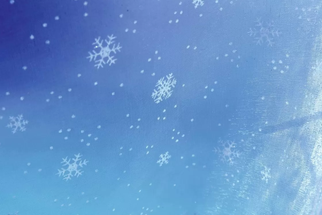 Decoración De Invierno | Telas>DecoWoerner Tela De Organza Copos De Nieve Anchura 150 Cm blanco