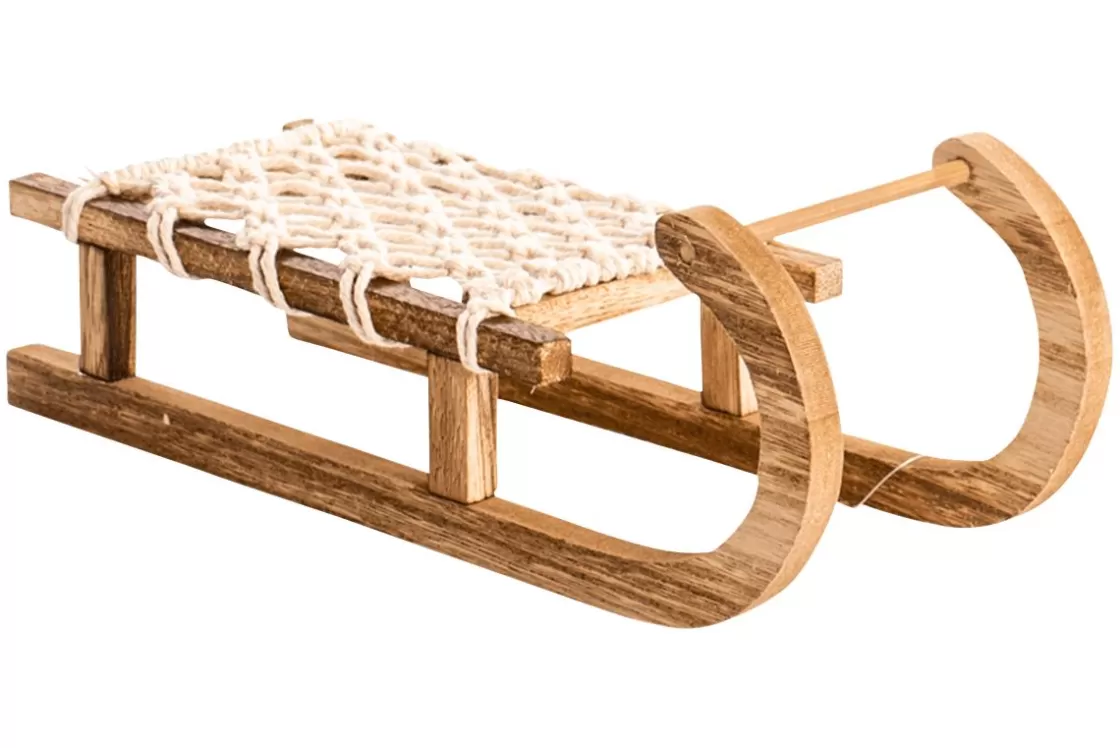 Decoración De Invierno | Figuras De Navidad>DecoWoerner Trineo Decorativo De Madera 40 X 14 X 9,5 Cm Beige