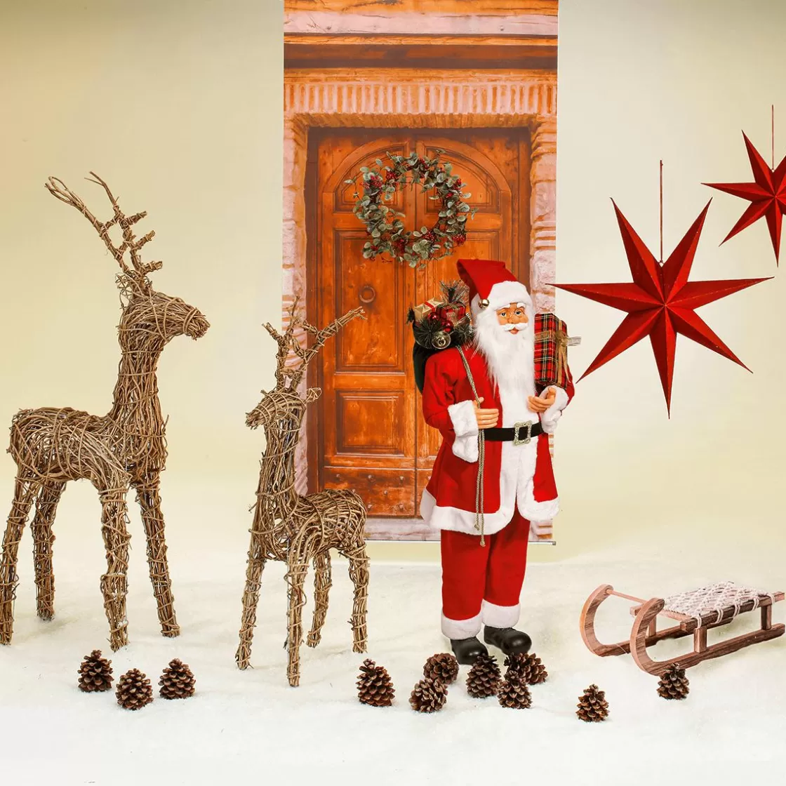 Decoración De Invierno | Figuras De Navidad>DecoWoerner Trineo Decorativo De Madera 40 X 14 X 9,5 Cm Beige