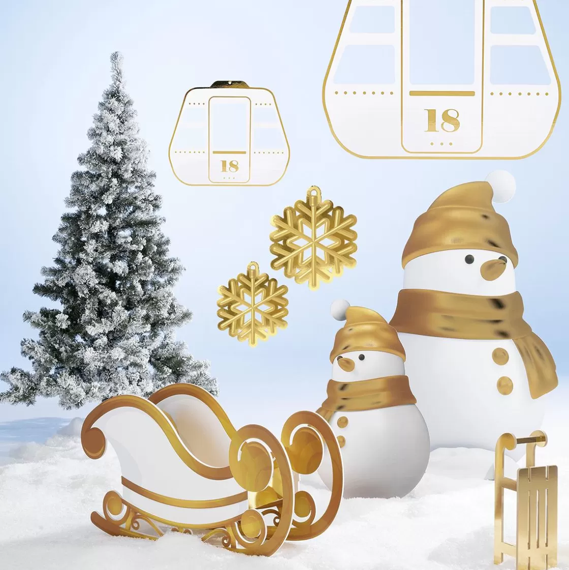 Decoración De Invierno | Figuras De Navidad>DecoWoerner Trineo / Blanco 97 Cm oro