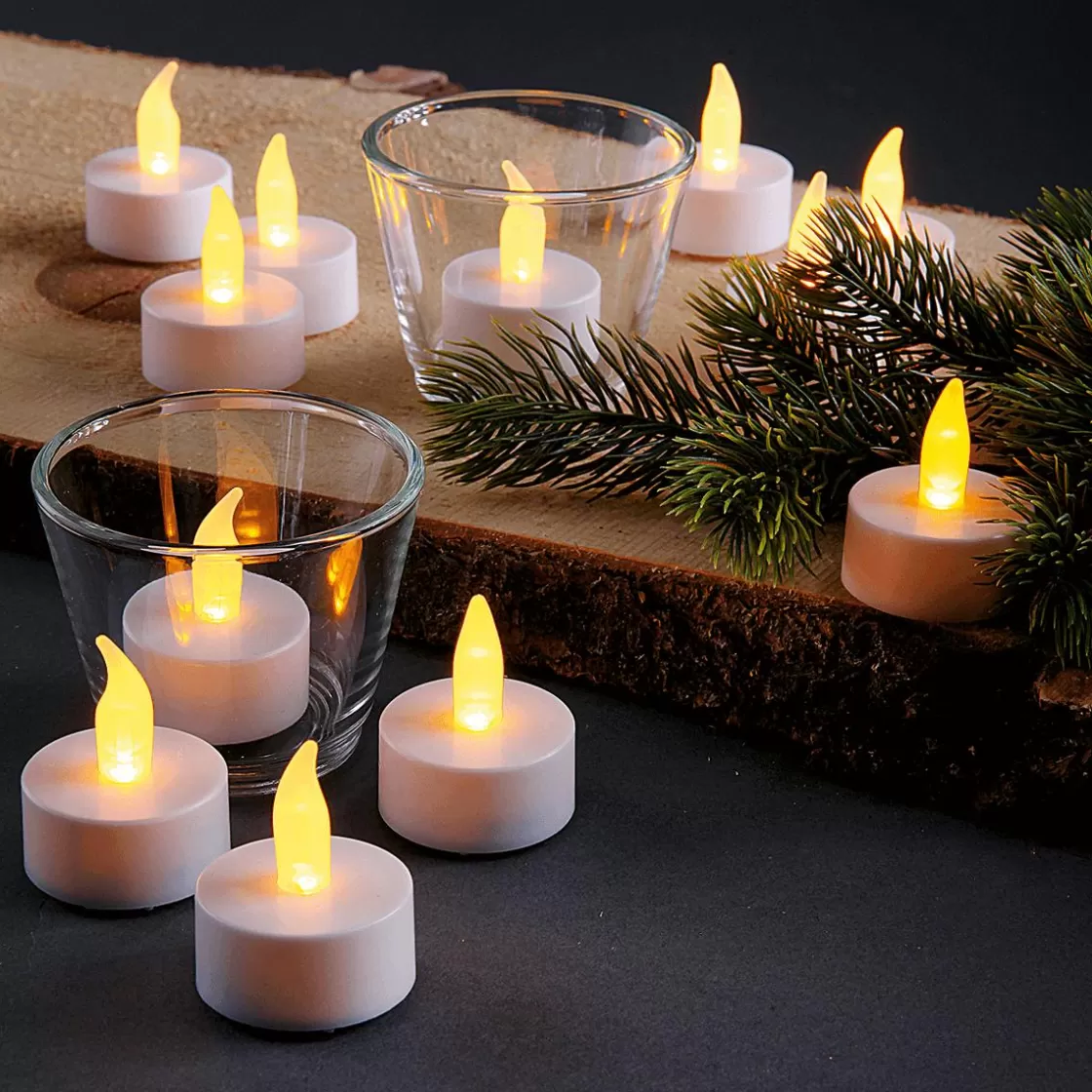 Luz Decorativa>DecoWoerner Velas Para Té Con Baterías LED, Conjunto De 12 Piezas blanco