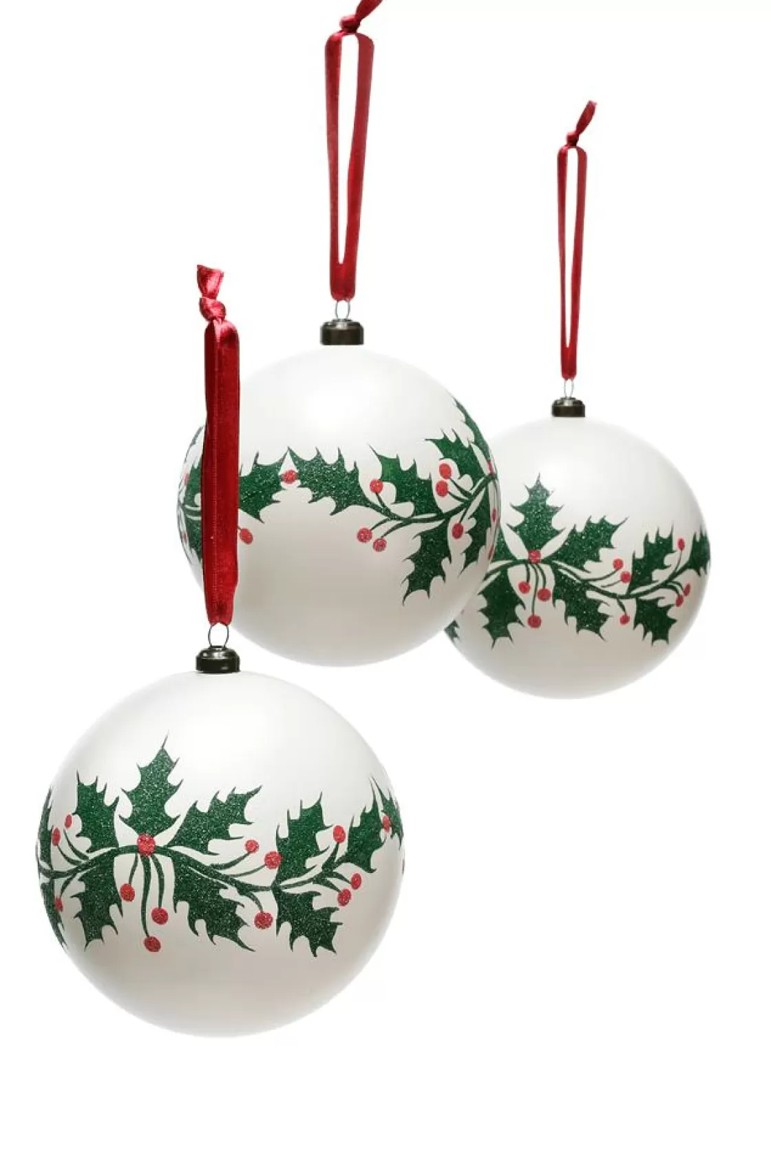 Bolas De Navidad>DecoWoerner XL Christmas Bauble "Ilex" 12 Cm Ø, 3 Pieces blanco