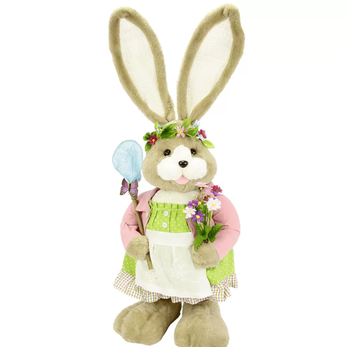 Decoración De Animales | Decoración De Pascua>DecoWoerner XXL Conejito De Pascua De Peluche Con Flores 92 Cm rosa